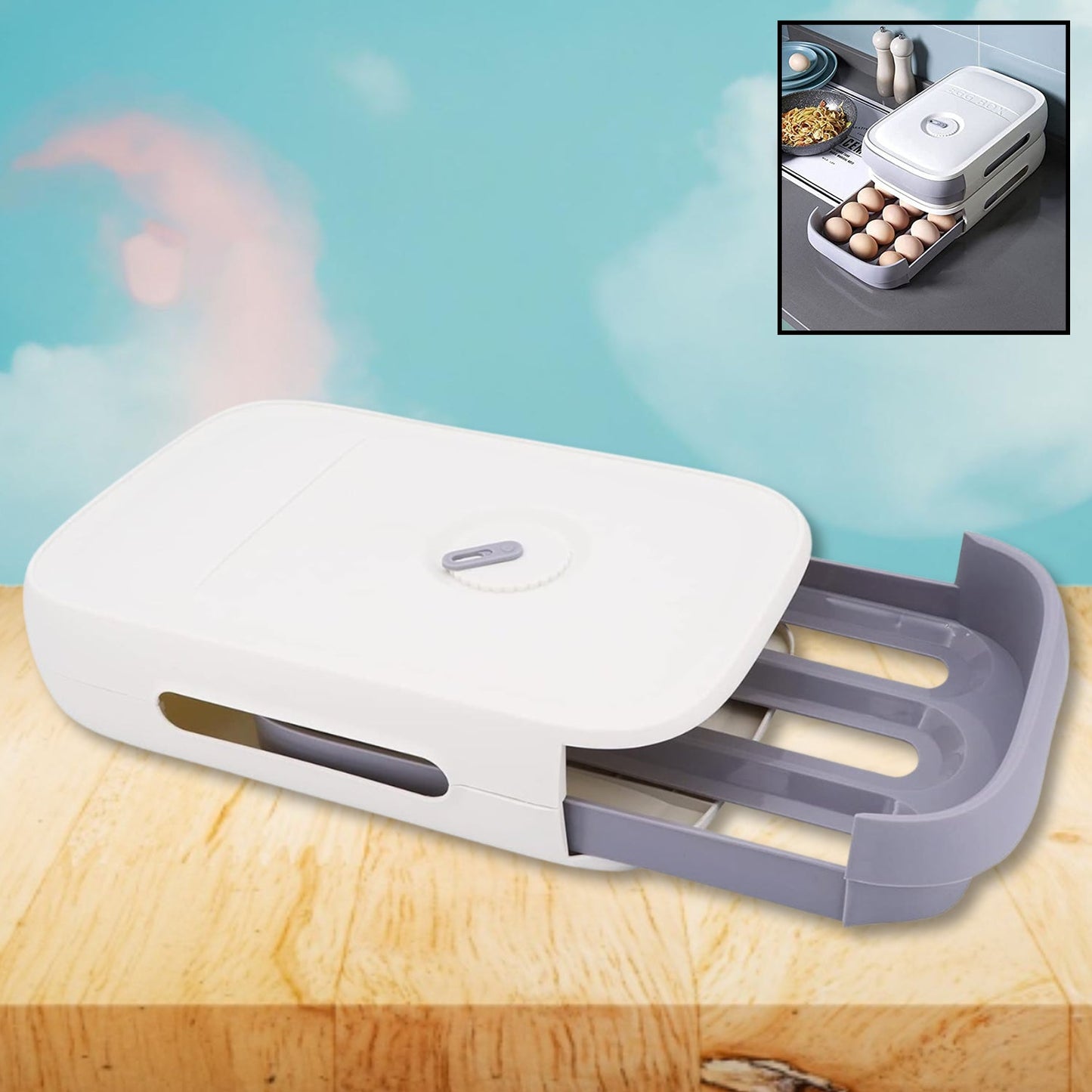 Egg Storage Box Plastic Egg Drawer Fridge Egg Organizer Egg Keeper Refrigerator (X367)