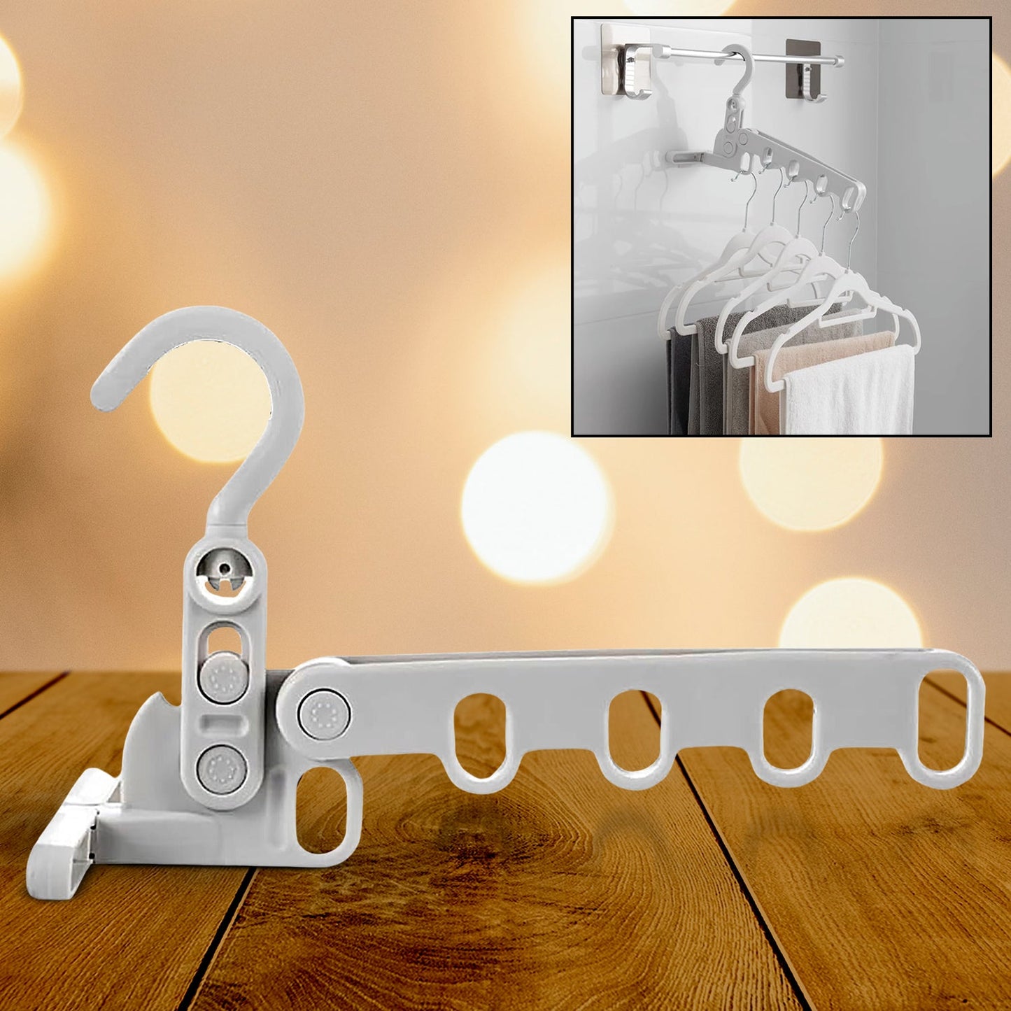 5 holes foldable clothes Hanger, travel clothes hanger, multifunctional clothes hanger, space-saving wall holder, clothes rack, robust clothes hanger for travel, indoors. (X947)