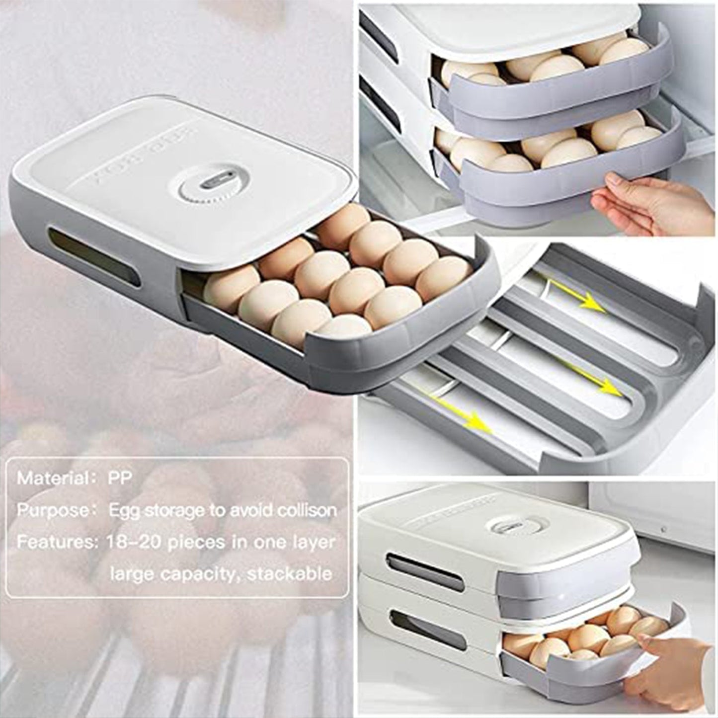 Egg Storage Box Plastic Egg Drawer Fridge Egg Organizer Egg Keeper Refrigerator (X367)