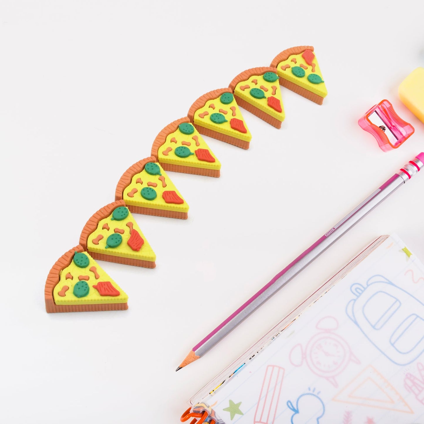 3D Pizza Slices Kids Favourite Food Eraser, Pizza 7 slice eraser for kids Adults