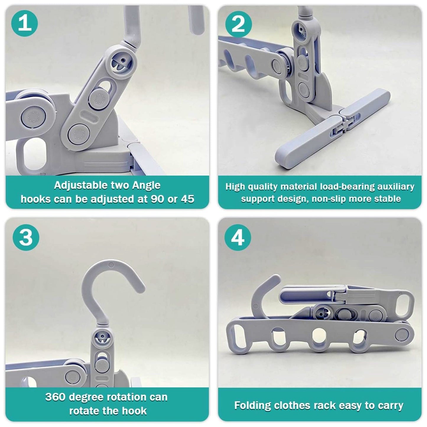 5 holes foldable clothes Hanger, travel clothes hanger, multifunctional clothes hanger, space-saving wall holder, clothes rack, robust clothes hanger for travel, indoors. (X947)