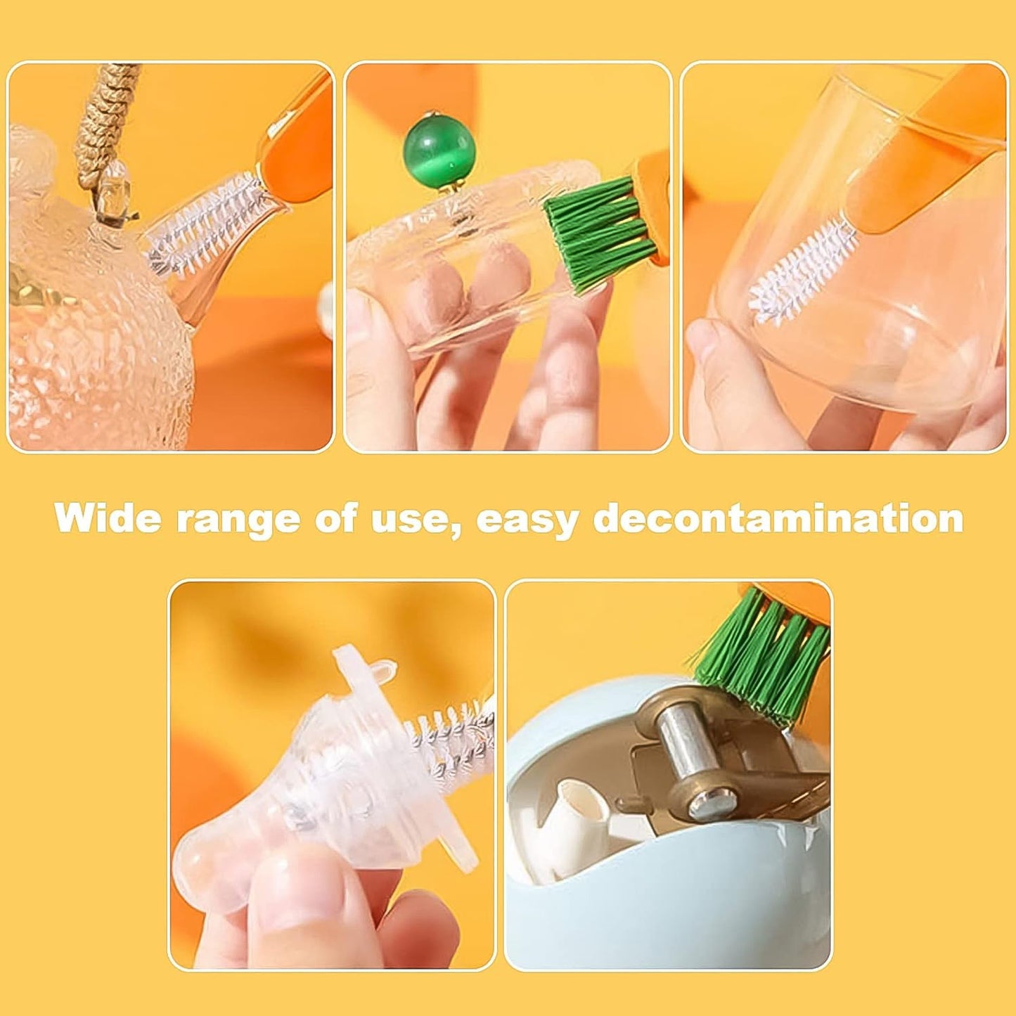 3-in-1 Multifunctional Bottle & Cup Cleaning Brush Set – Mini Glass, Lid & Cap Cleaner for Home Kitchen (1 Pc)