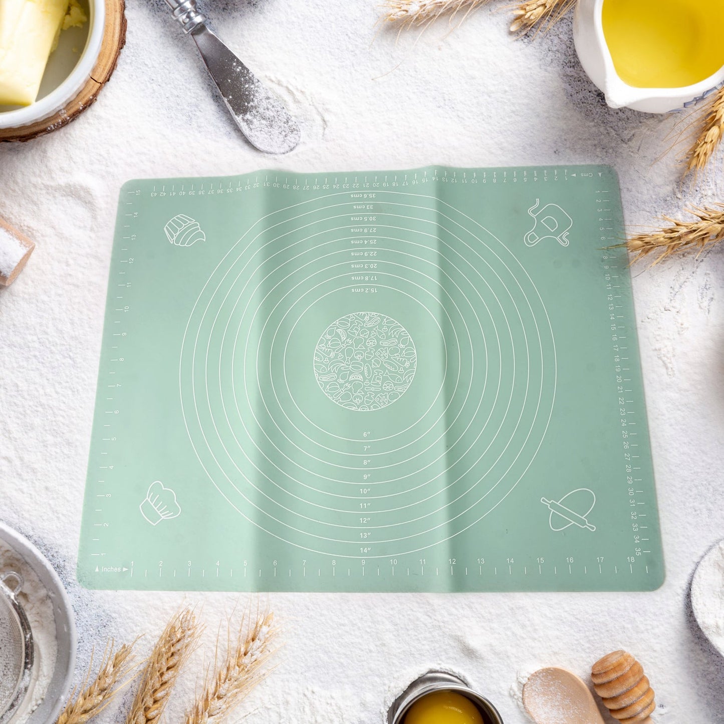 Mat, Rolling Baking Mat with Measurements (50×40 Cm) (X639)