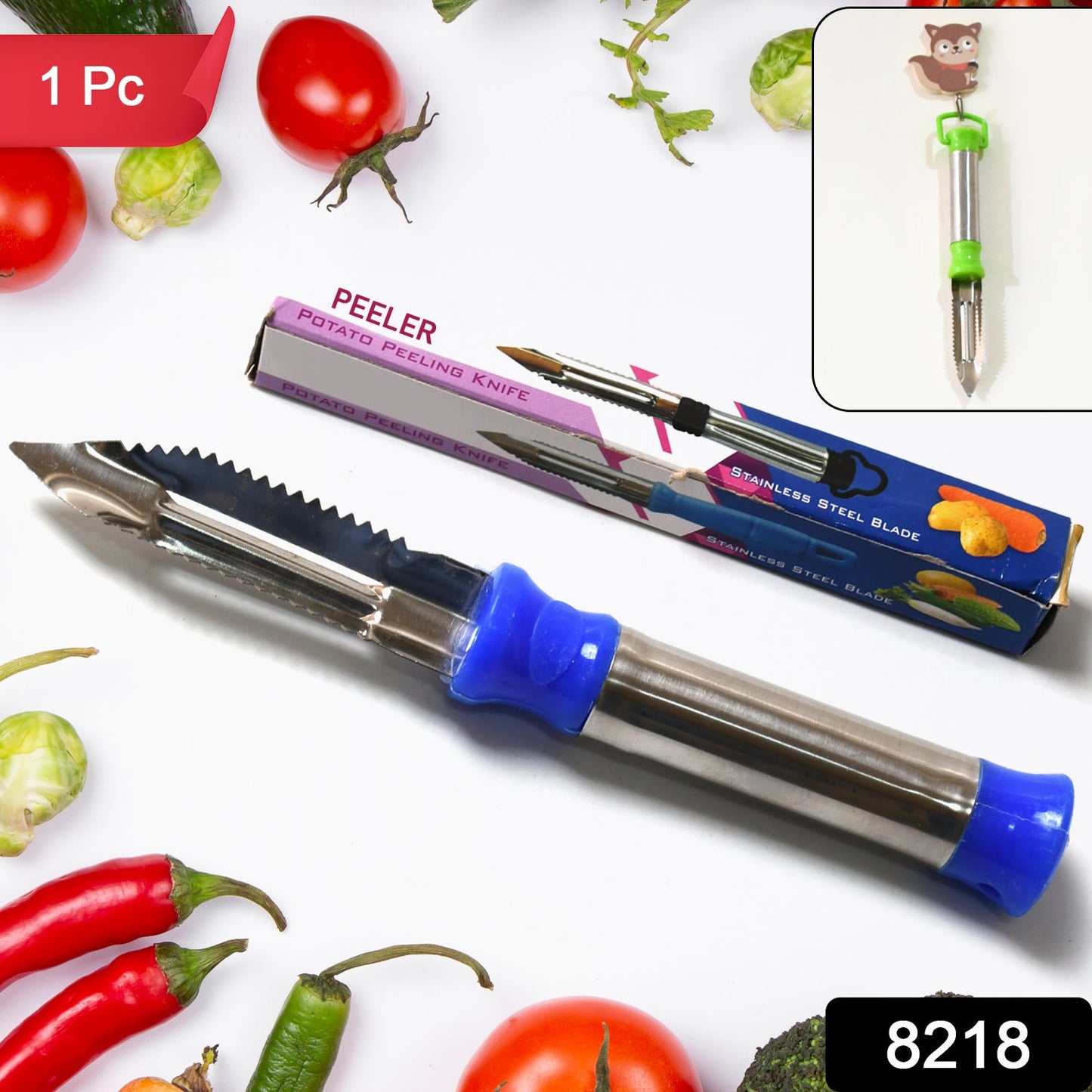 2-in-1 Multi-Purpose Stainless Steel Peeler with Hanging Ring – Peels & Shreds Potatoes, Carrots, Fruits & Veg (1 Pc)