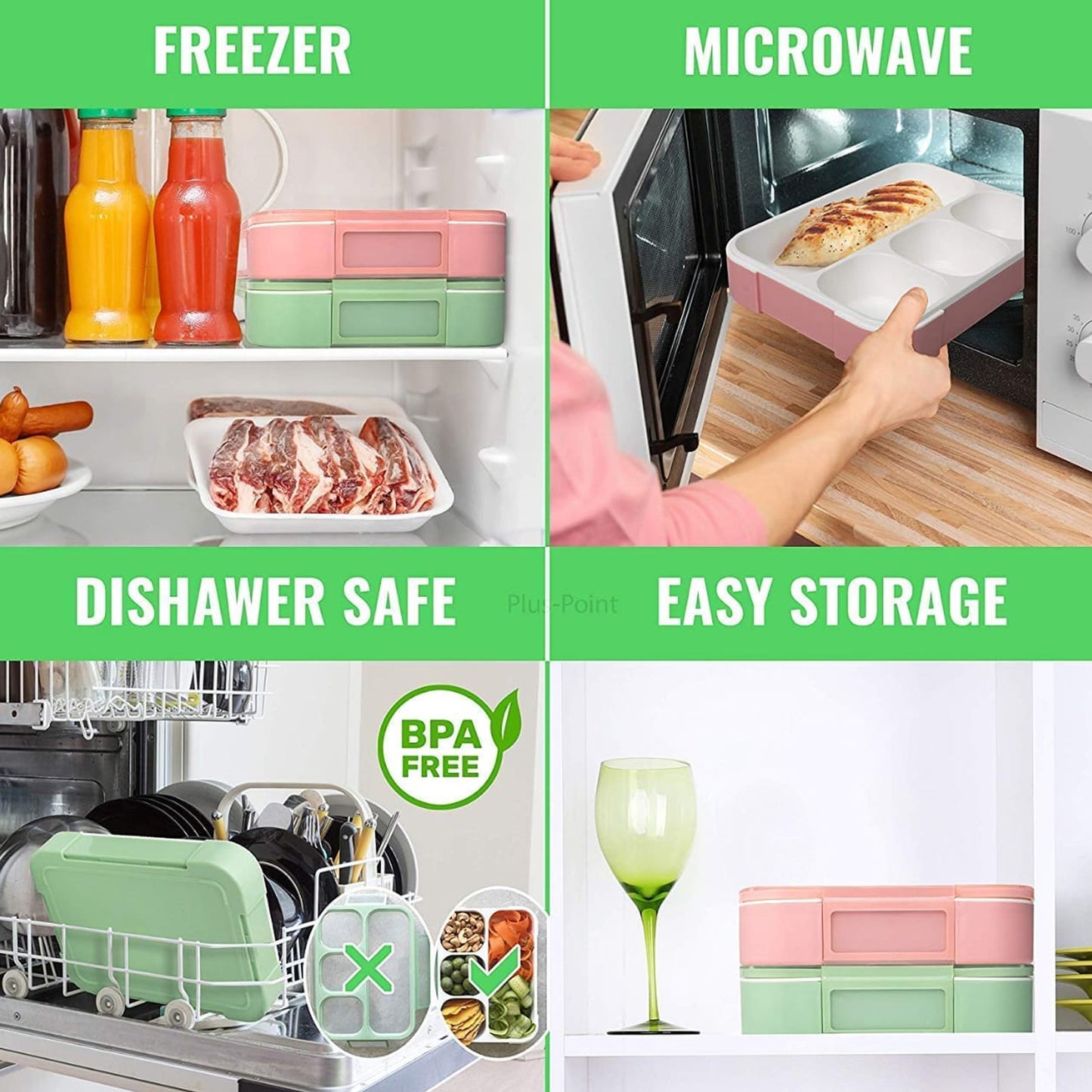Lunch Box 4 Compartment With Leak Proof Lunch Box For School Office Use (X493)
