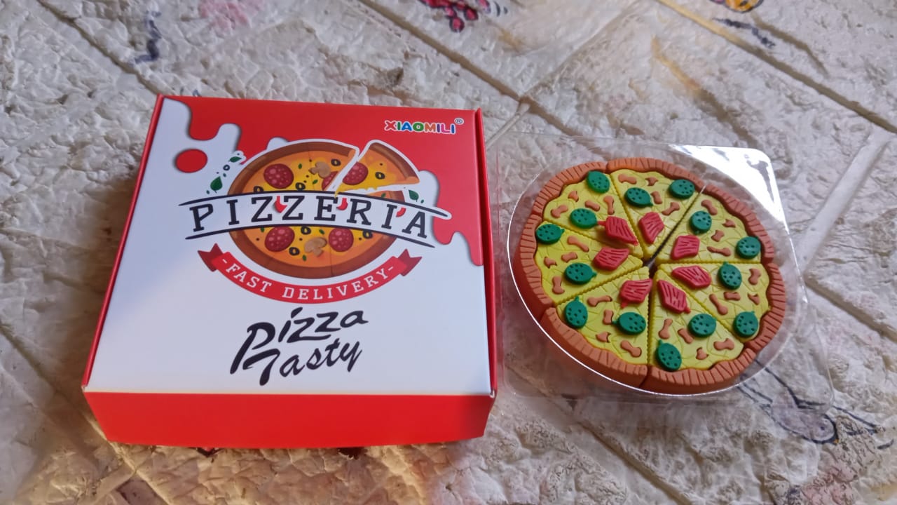 3D Pizza Slices Kids Favourite Food Eraser, Pizza 7 slice eraser for kids Adults
