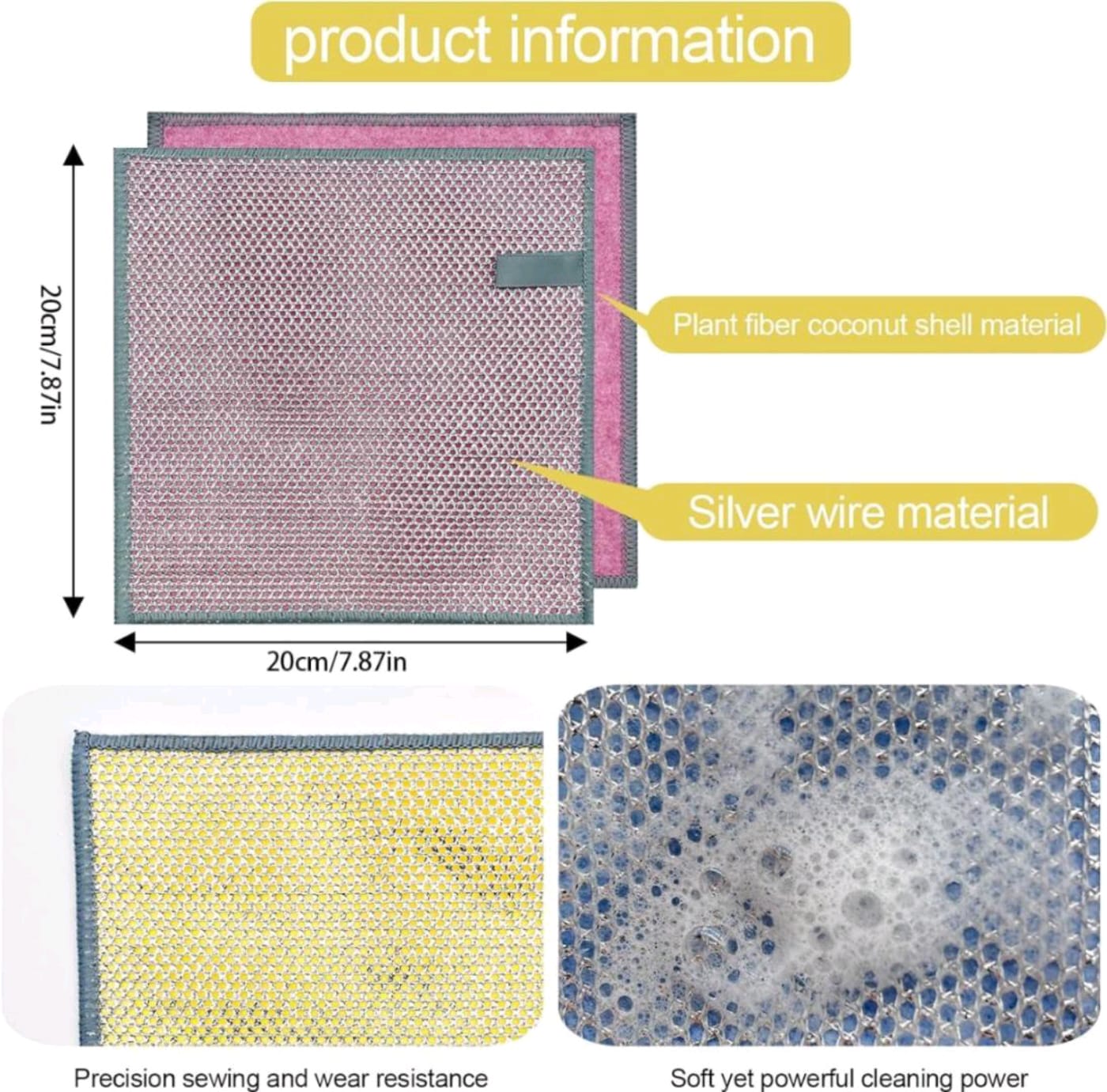 2 IN 1 CLEANING COLOR CLOTH STEEL WIRE/SCRUBER (1 PC) (YS+X133)