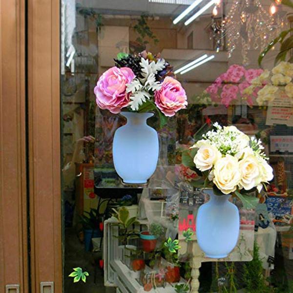Wall Hanging Silicone Flower Pot Sticker Plant Rack for Decoration (MultiColour) (X330)