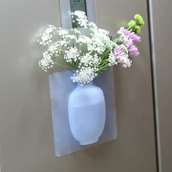 Wall Hanging Silicone Flower Pot Sticker Plant Rack for Decoration (MultiColour) (X330)