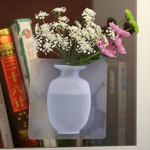 Wall Hanging Silicone Flower Pot Sticker Plant Rack for Decoration (MultiColour) (X330)