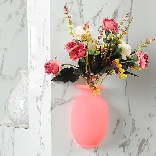 Wall Hanging Silicone Flower Pot Sticker Plant Rack for Decoration (MultiColour) (X330)
