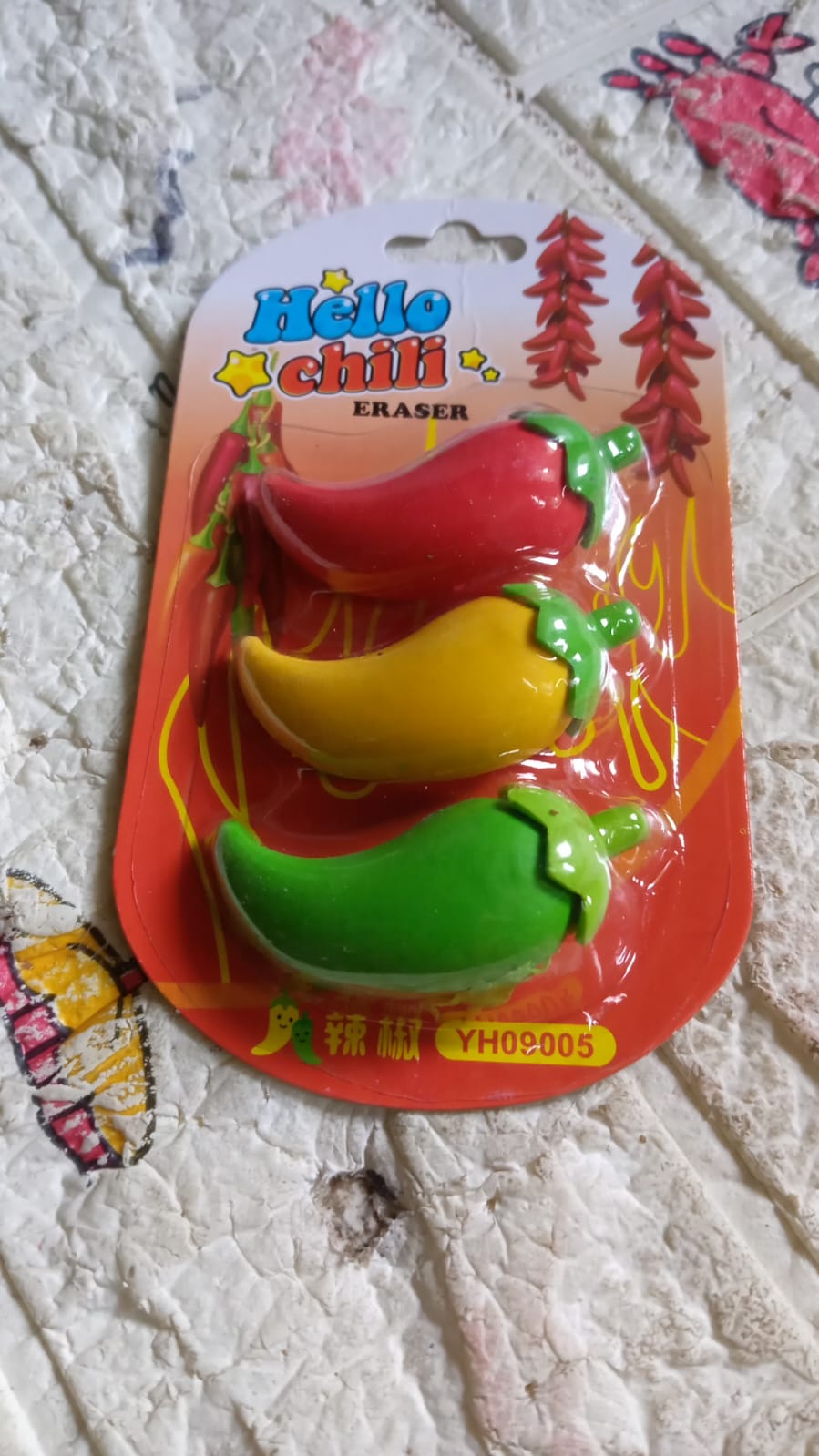 3D Colorful Chili Shape Erasers – Mini Creative Novelty Eraser Set for Kids, School, Birthday Party & Return Gifts (3 Pc)