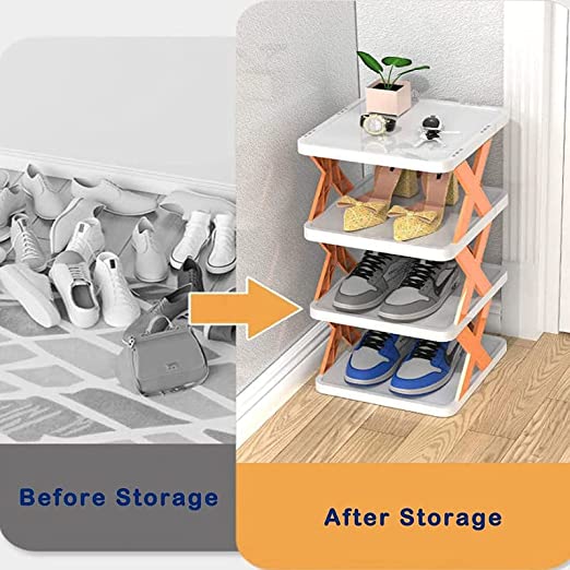4 Layer Shoes Stand Shoe Tower Rack Suit For Small Spaces Closet Small Entryway (X272)