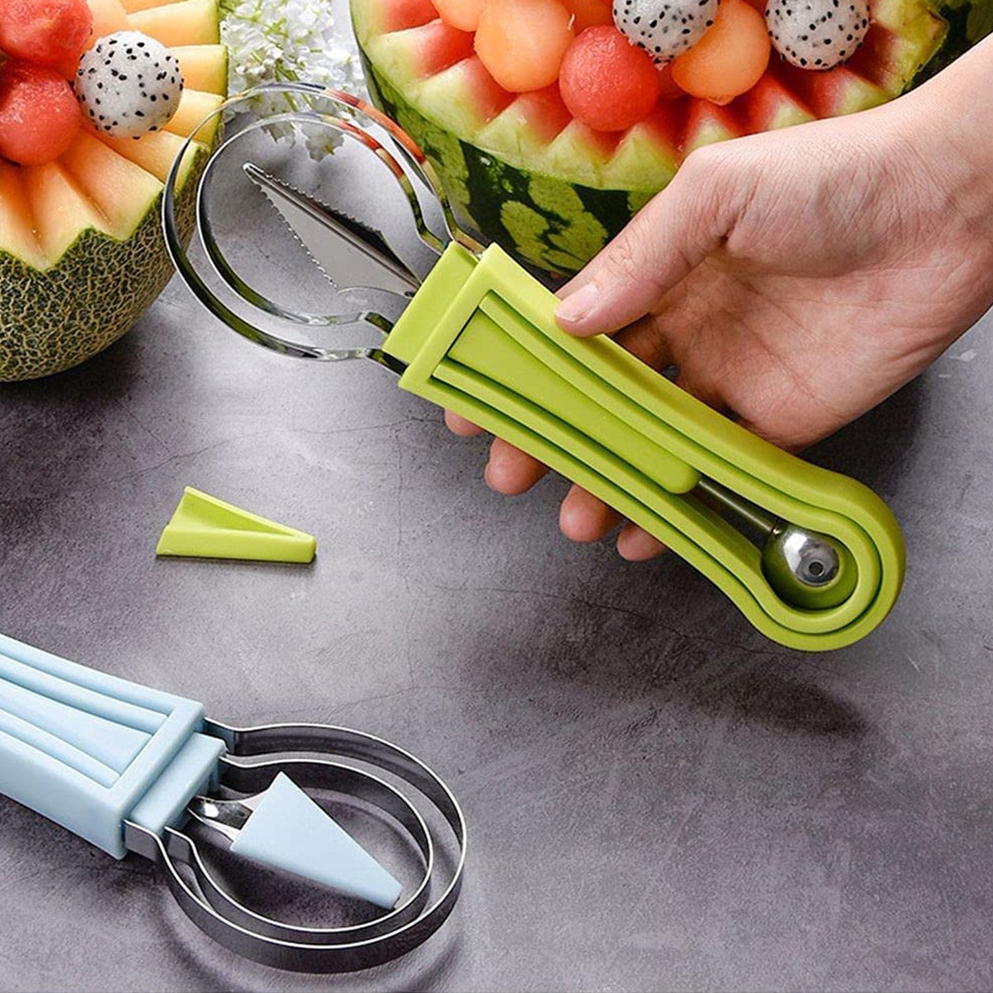 4-in-1 Stainless Steel Melon Baller & Seed Remover – Double-Sided Fruit Scooper for Watermelon, Sorbet & Dessert