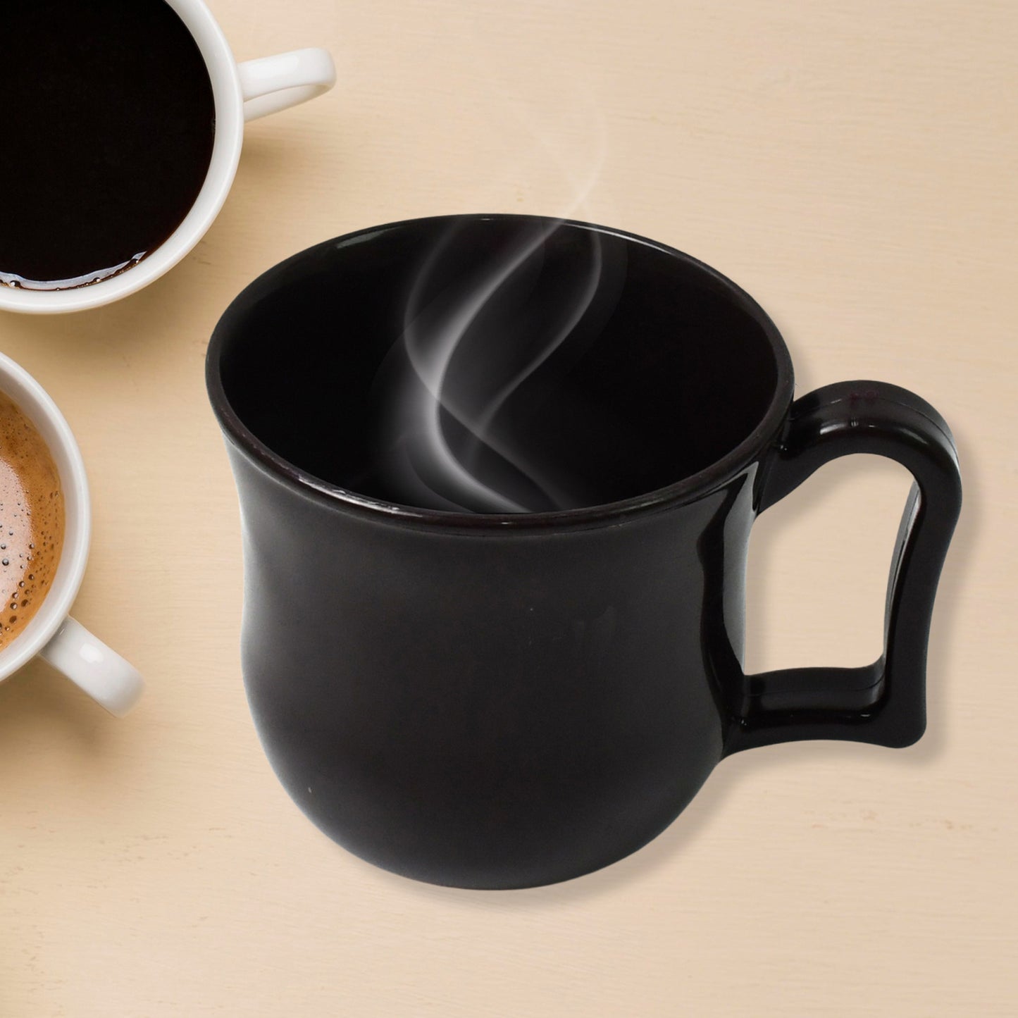 Premium Plastic Coffee Tea Cups Mug With Handle (1 Pc With Color Box Black) (X959)