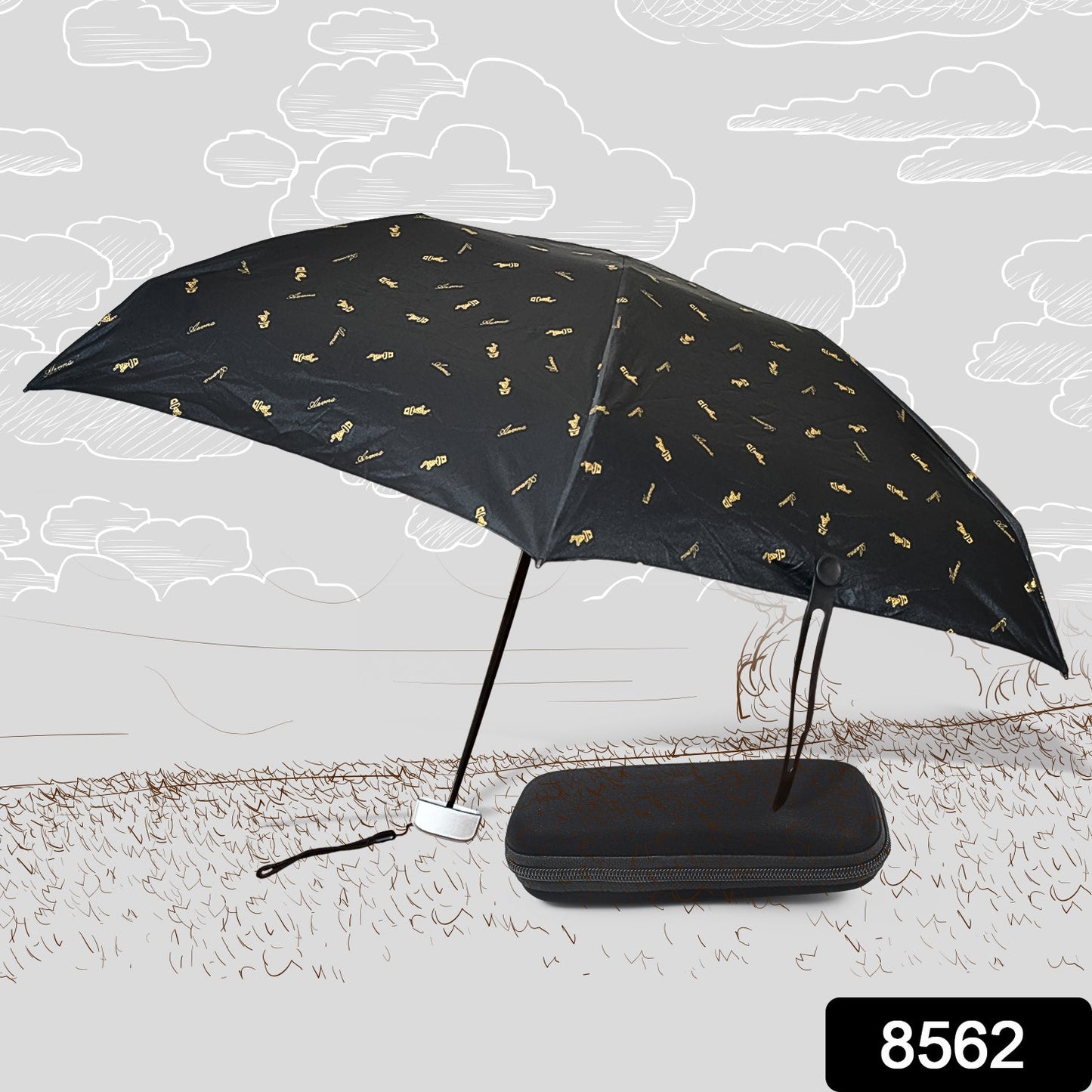 3-Fold Umbrella – UV & Rain Protection, Cute Foldable Travel Umbrella for Children, Girls & Boys with Zip Case (1 Pc)