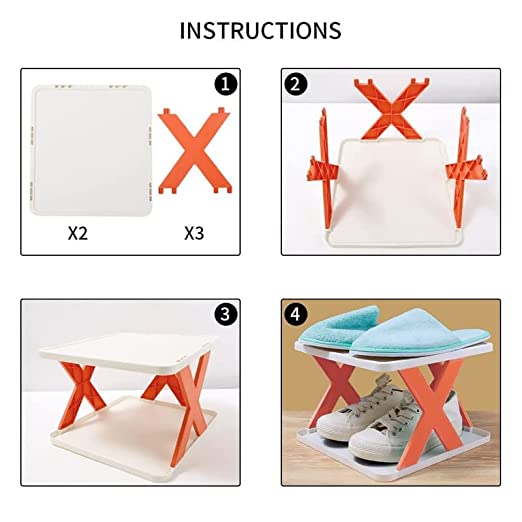 4 Layer Shoes Stand Shoe Tower Rack Suit For Small Spaces Closet Small Entryway (X272)