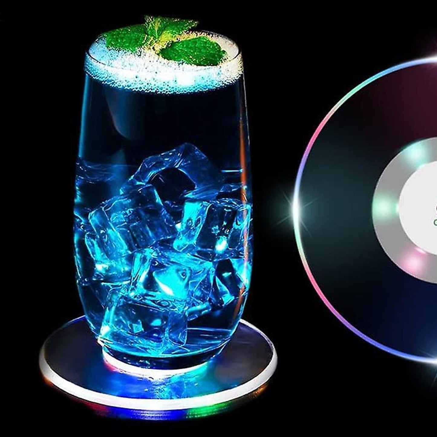 Colorful LED Cocktail Coaster, Round Ultra-Thin LED Drink Coaster (1 Pc) (X503)
