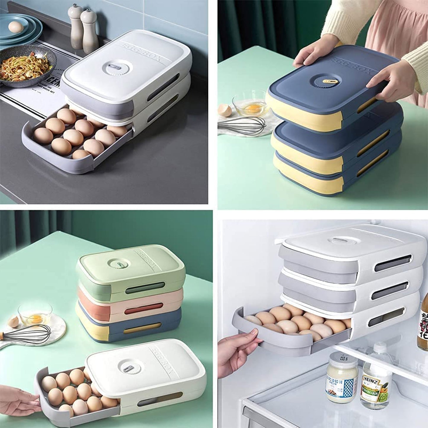 Egg Storage Box Plastic Egg Drawer Fridge Egg Organizer Egg Keeper Refrigerator (X367)