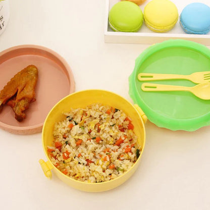Burger Shape Lunch Box Plastic Lunch Box Food Container Sets Double Layer Lunchbox 1000ml With 2 Spoon Applicable to Kids and Elementary School Students (X606)