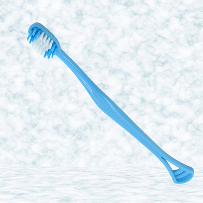 2-in-1 Soft Toothbrush & Tongue Cleaner with Cover – Scraper for Men, Women & Kids, Plastic Holder/Case (1 Pc)