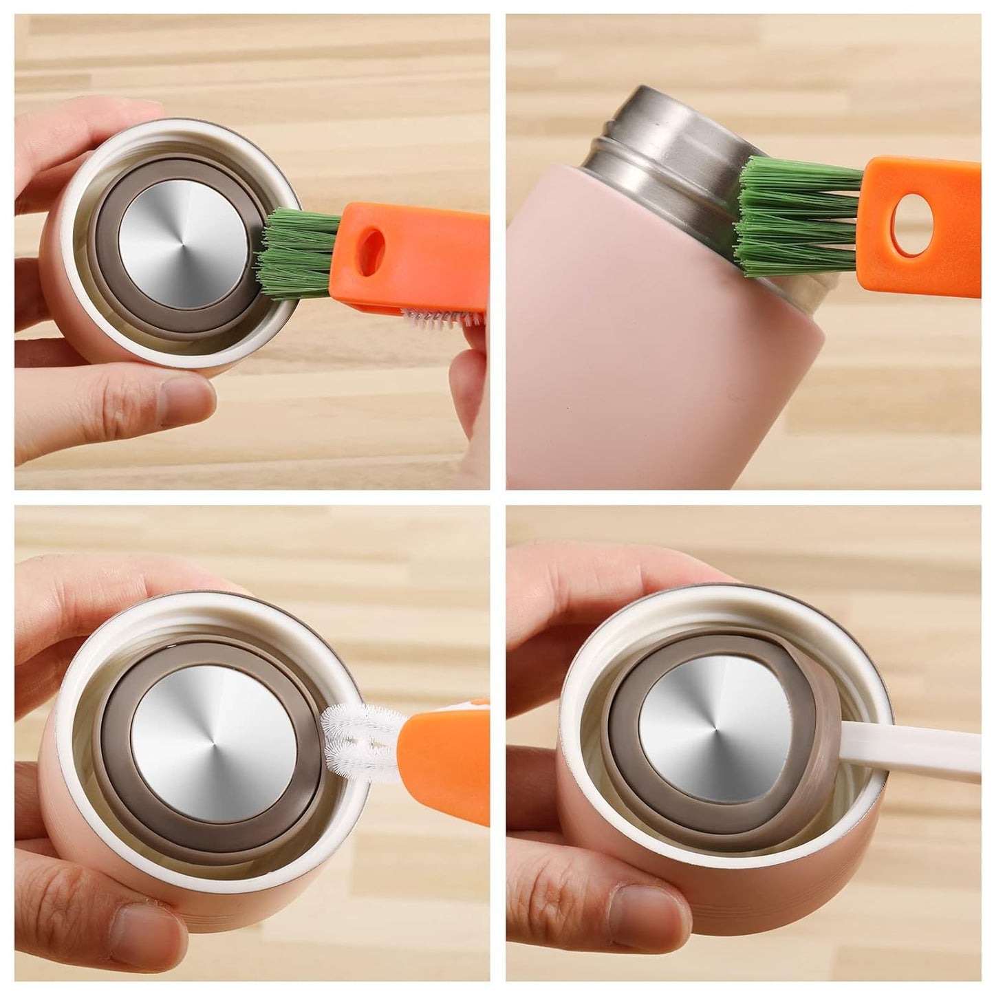 3-in-1 Multifunctional Bottle & Cup Cleaning Brush Set – Mini Glass, Lid & Cap Cleaner for Home Kitchen (1 Pc)