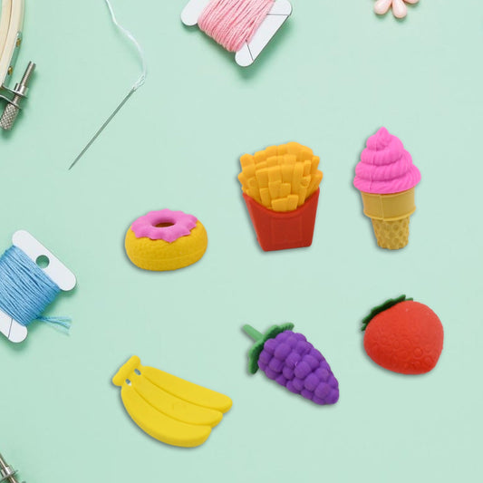 3D Food Erasers – Colorful Mini Creative Eraser Set for Kids, School, Birthday Party & Return Gifts (1 Set, Mixed Designs)