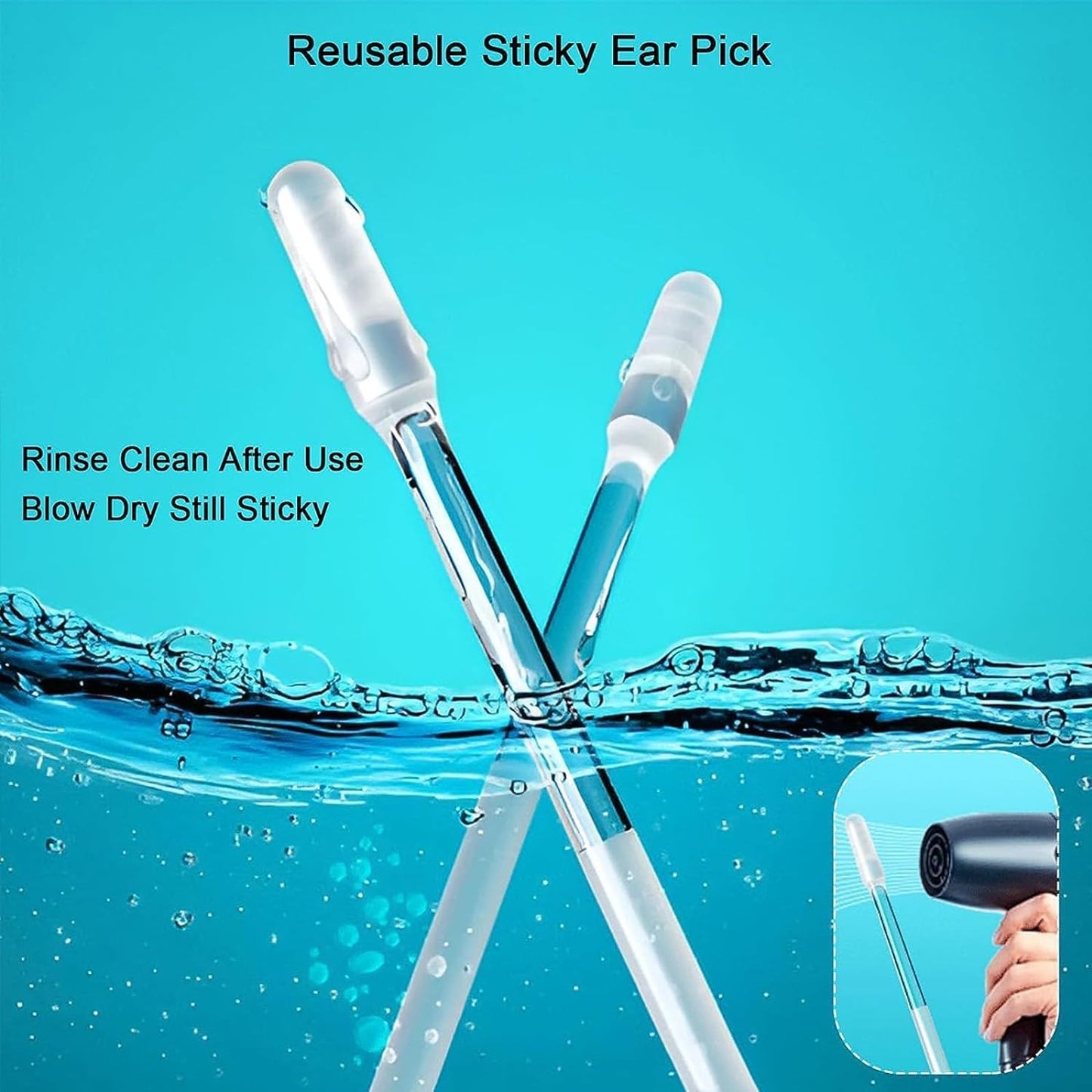 Ear wax Cleaner Stick Silicone Reusable Sticky Ear wax Removal Kit (12 Pcs Set) (X523)