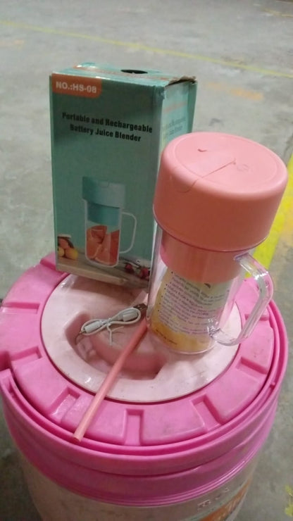 9XPortable Crusher Juicer With Handle & Straw, USB Rechargeable 6 Blades (420 ML) (X605)