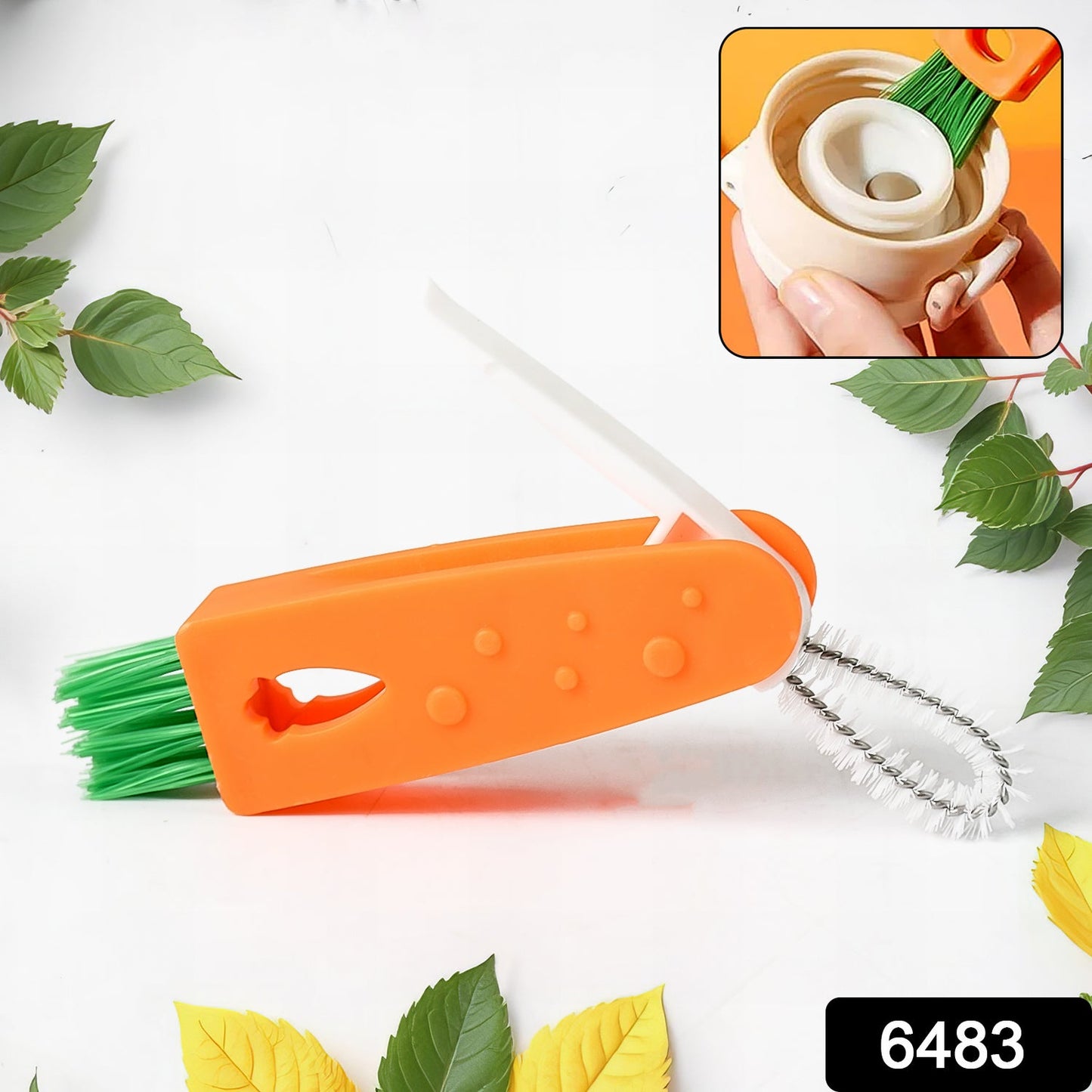 3-in-1 Multifunctional Bottle & Cup Cleaning Brush Set – Mini Glass, Lid & Cap Cleaner for Home Kitchen (1 Pc)