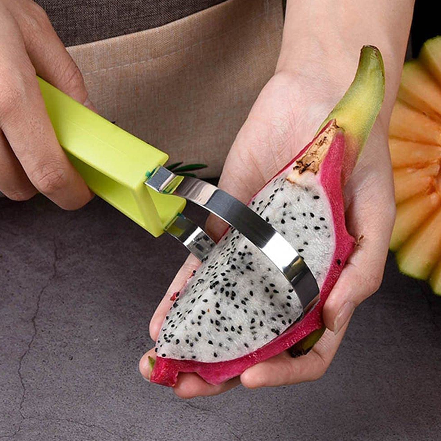 4-in-1 Stainless Steel Melon Baller & Seed Remover – Double-Sided Fruit Scooper for Watermelon, Sorbet & Dessert